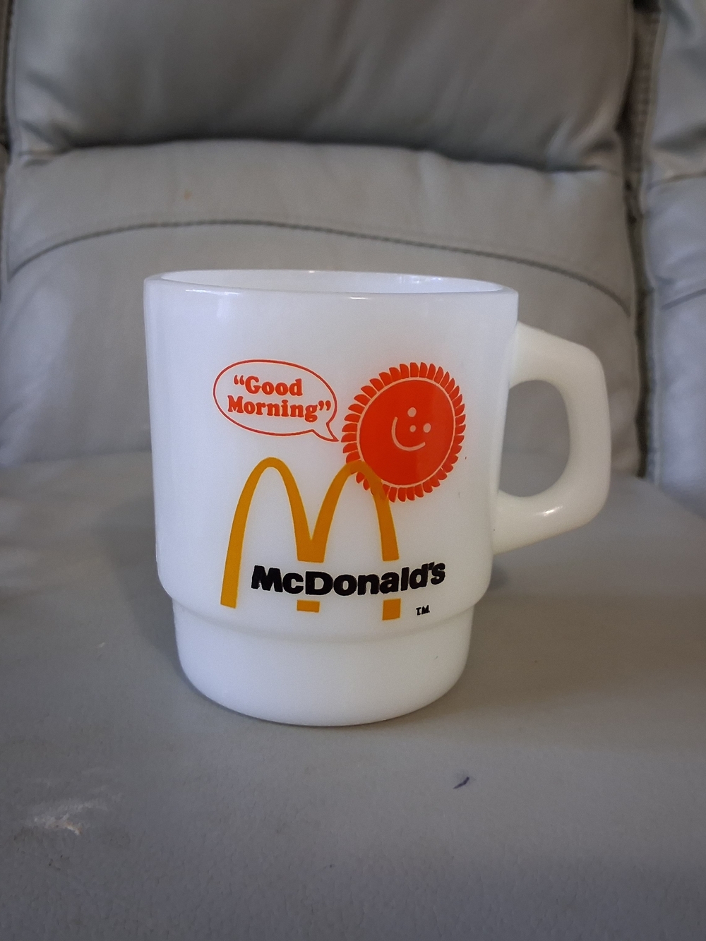 Vintage Anchor Hocking Fire King McDonald's Milk Glass Stackable Mug
